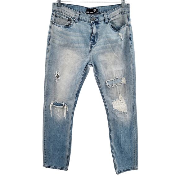 RSQ Jeans Light Blue Washed Seattle Skinny Tapered Jeans 5-Pockets Men's 34x30 - Picture 1 of 12